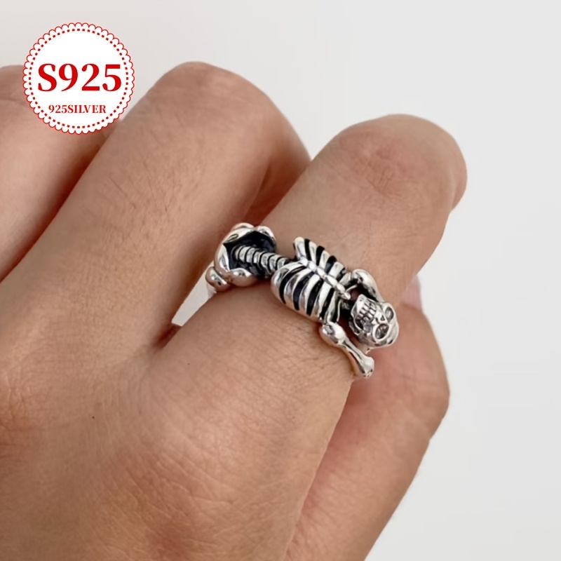 Vintage Distressed Skull Ring Hypoallergenic Women Gothic Punk Ring
